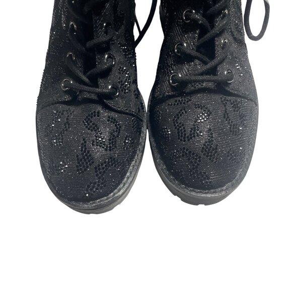 Gianni Bini Black Glitter Lace-Up Women’s Boots Size 6M - Picture 4 of 5